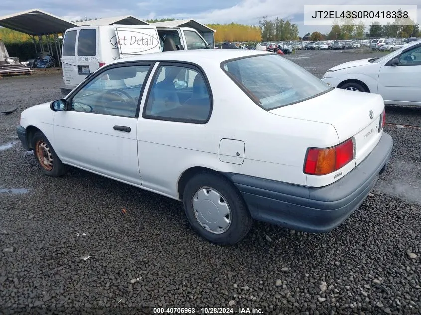 1994 Toyota Tercel Dx VIN: JT2EL43S0R0418338 Lot: 40705963