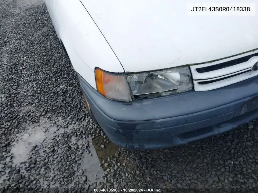 1994 Toyota Tercel Dx VIN: JT2EL43S0R0418338 Lot: 40705963