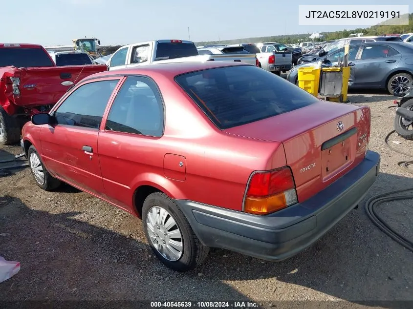 1997 Toyota Tercel Ce VIN: JT2AC52L8V0219191 Lot: 40545639