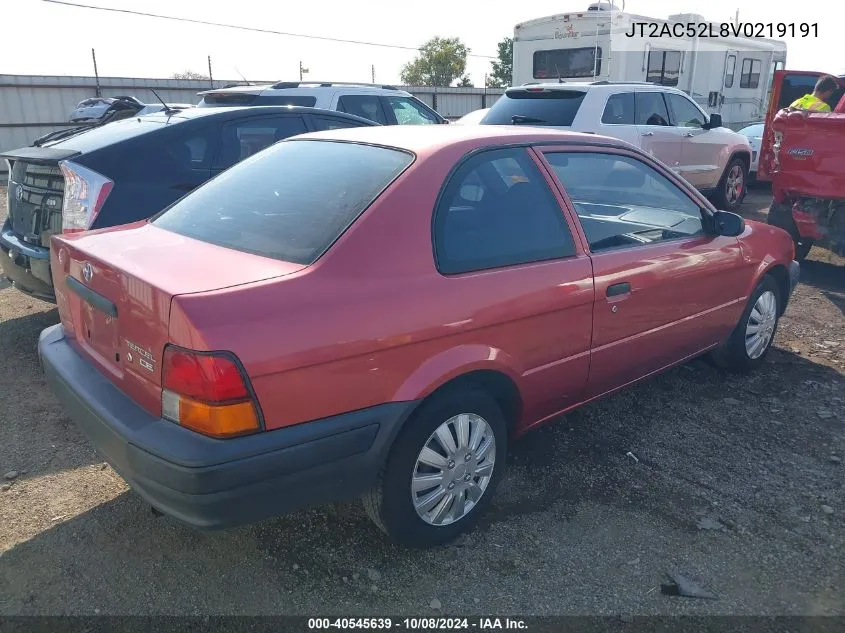 1997 Toyota Tercel Ce VIN: JT2AC52L8V0219191 Lot: 40545639