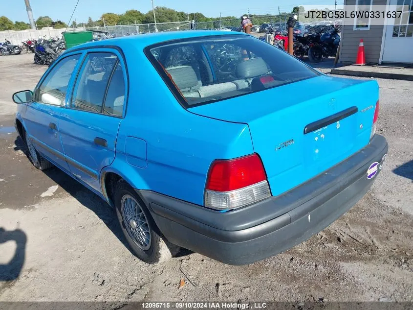 1998 Toyota Tercel Ce VIN: JT2BC53L6W0331637 Lot: 12095715