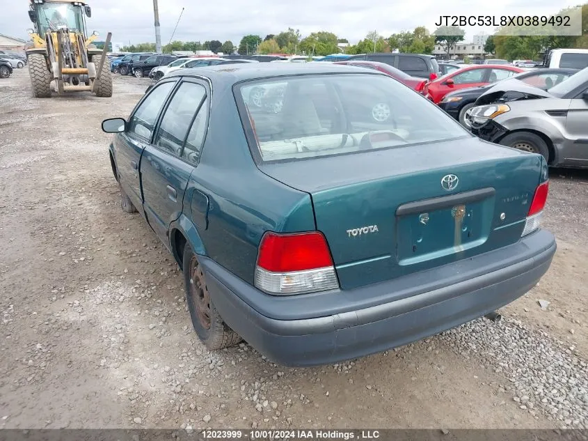 1999 Toyota Tercel Ce VIN: JT2BC53L8X0389492 Lot: 12023999