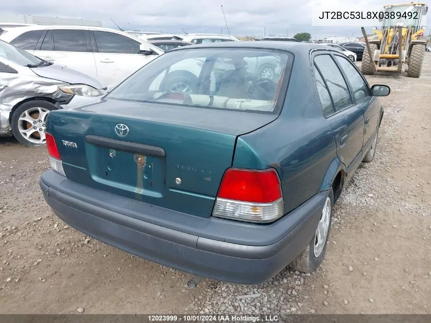 1999 Toyota Tercel Ce VIN: JT2BC53L8X0389492 Lot: 12023999