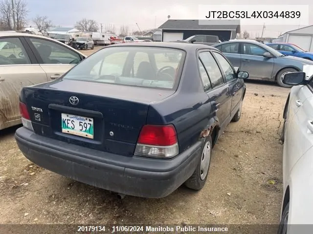 1999 Toyota Tercel Ce VIN: JT2BC53L4X0344839 Lot: 20179134