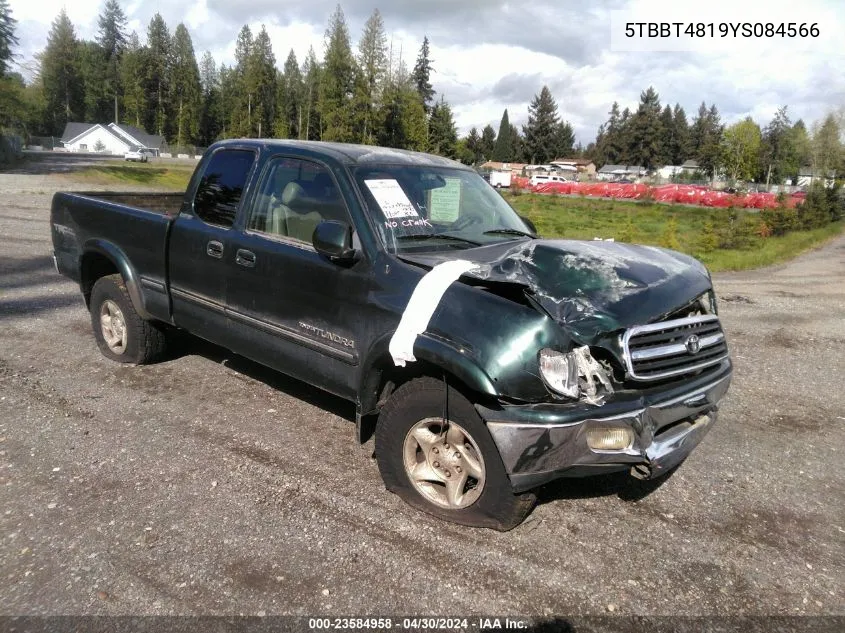 2000 Toyota Tundra Ltd V8 VIN: 5TBBT4819YS084566 Lot: 23584958