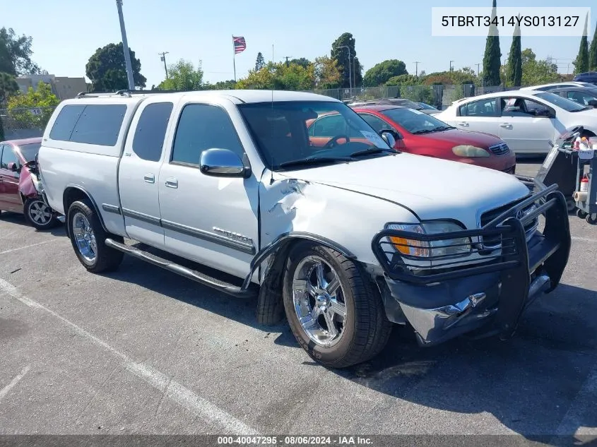 2000 Toyota Tundra Sr5 V8 VIN: 5TBRT3414YS013127 Lot: 40047295