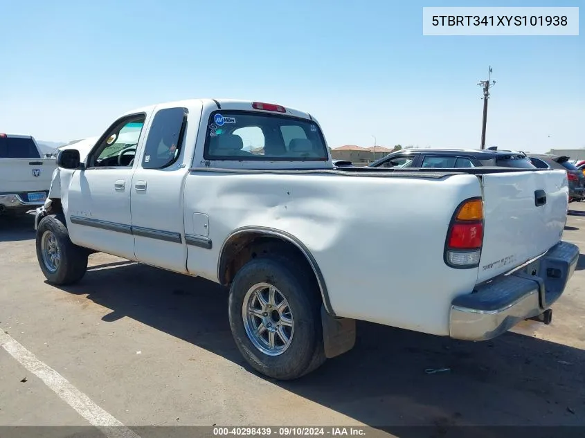 2000 Toyota Tundra Sr5 V8 VIN: 5TBRT341XYS101938 Lot: 40298439