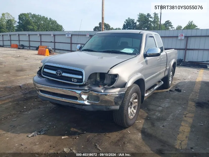 2000 Toyota Tundra Ltd V8 VIN: 5TBRT3810YS055076 Lot: 40319072