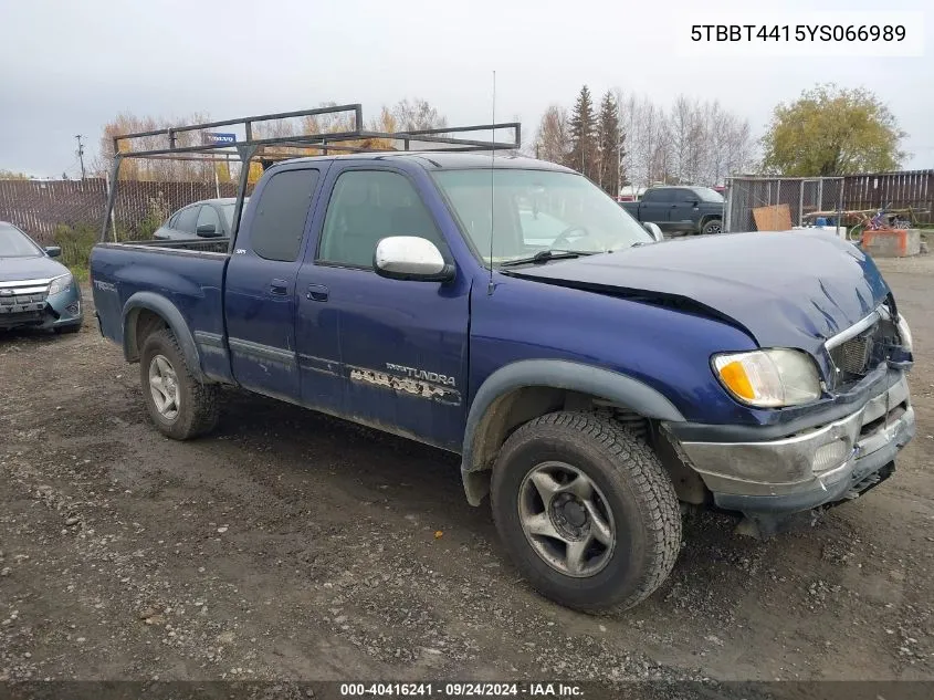 2000 Toyota Tundra Sr5 V8 VIN: 5TBBT4415YS066989 Lot: 40416241