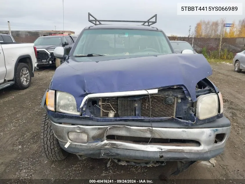 2000 Toyota Tundra Sr5 V8 VIN: 5TBBT4415YS066989 Lot: 40416241