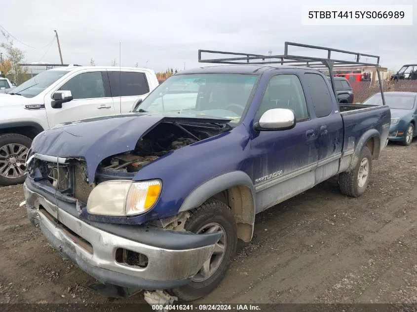 2000 Toyota Tundra Sr5 V8 VIN: 5TBBT4415YS066989 Lot: 40416241