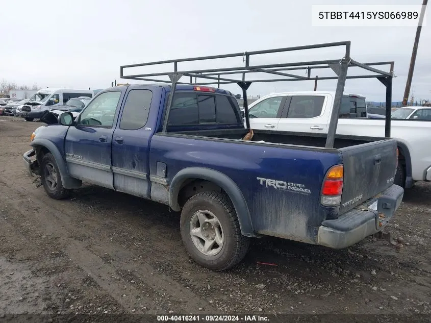 2000 Toyota Tundra Sr5 V8 VIN: 5TBBT4415YS066989 Lot: 40416241