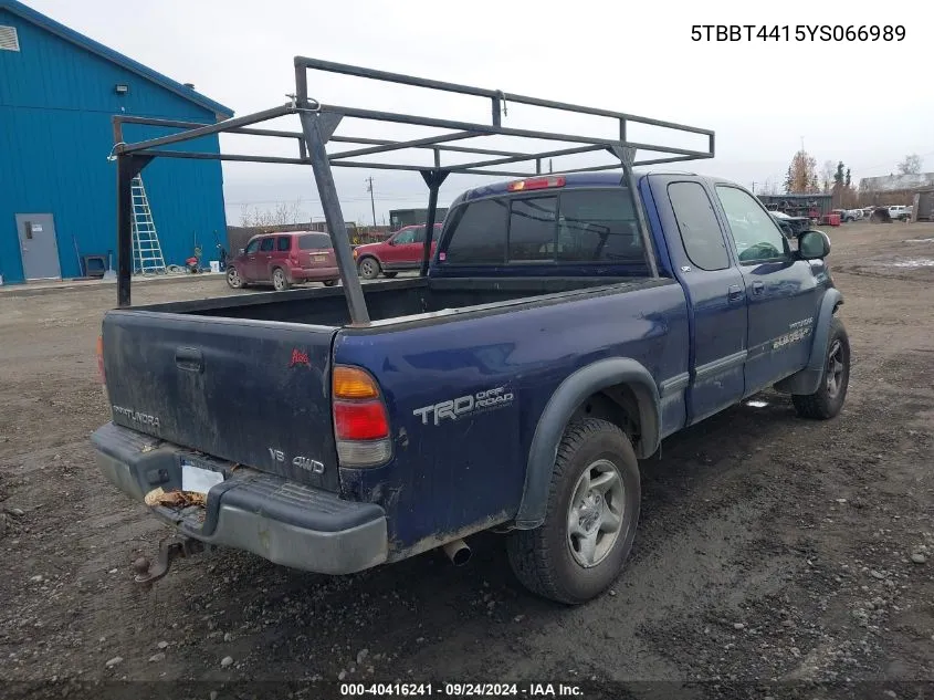 2000 Toyota Tundra Sr5 V8 VIN: 5TBBT4415YS066989 Lot: 40416241