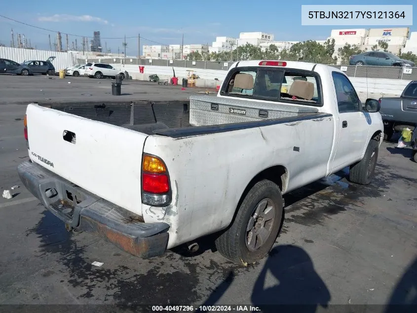 2000 Toyota Tundra VIN: 5TBJN3217YS121364 Lot: 40497296