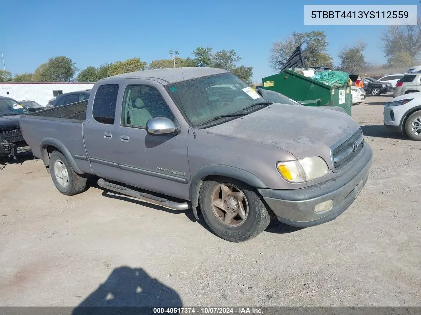 2000 Toyota Tundra Access Cab/Access Cab Sr5 VIN: 5TBBT4413YS112559 Lot: 40517374