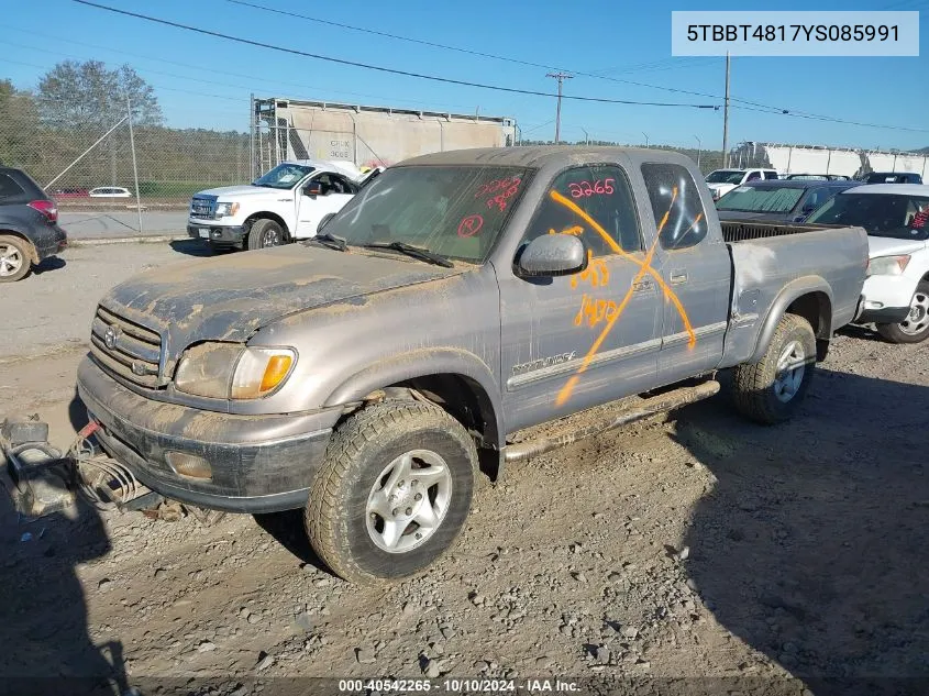 5TBBT4817YS085991 2000 Toyota Tundra Ltd V8