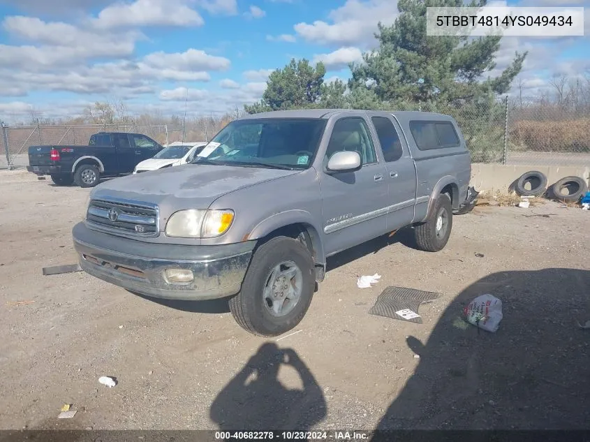 5TBBT4814YS049434 2000 Toyota Tundra Ltd V8