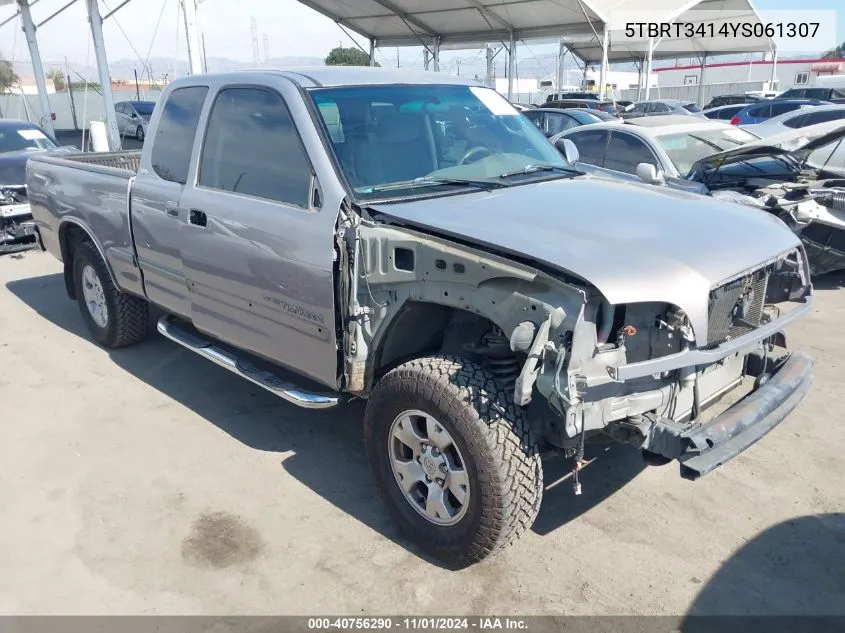 2000 Toyota Tundra Sr5 V8 VIN: 5TBRT3414YS061307 Lot: 40756290