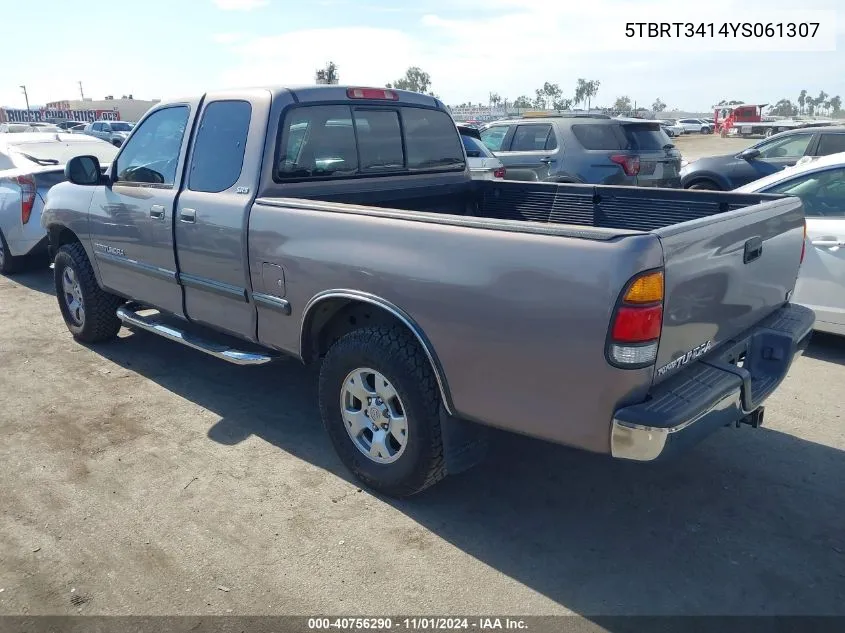 2000 Toyota Tundra Sr5 V8 VIN: 5TBRT3414YS061307 Lot: 40756290