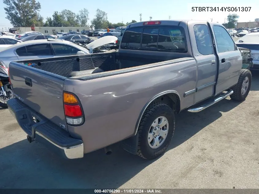 2000 Toyota Tundra Sr5 V8 VIN: 5TBRT3414YS061307 Lot: 40756290