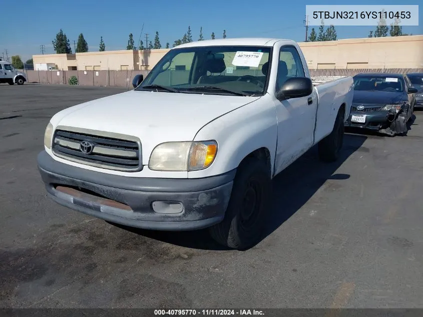 2000 Toyota Tundra VIN: 5TBJN3216YS110453 Lot: 40795770