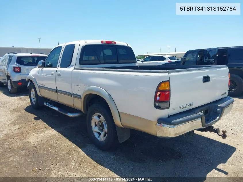 2001 Toyota Tundra Sr5 V8 VIN: 5TBRT34131S152784 Lot: 39414716