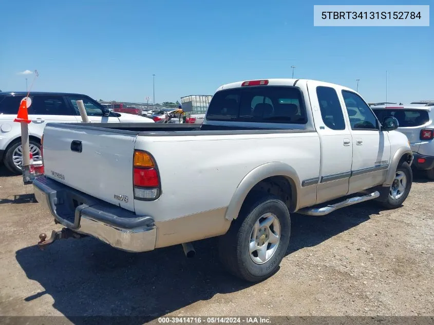 2001 Toyota Tundra Sr5 V8 VIN: 5TBRT34131S152784 Lot: 39414716