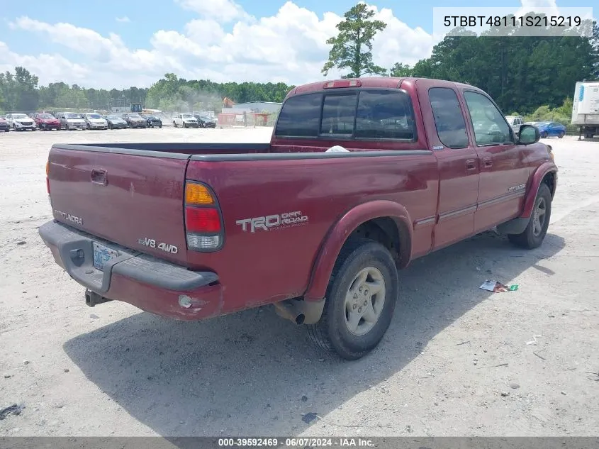 5TBBT48111S215219 2001 Toyota Tundra Ltd V8