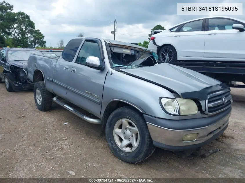 2001 Toyota Tundra Sr5 V8 VIN: 5TBRT34181S195095 Lot: 39754721