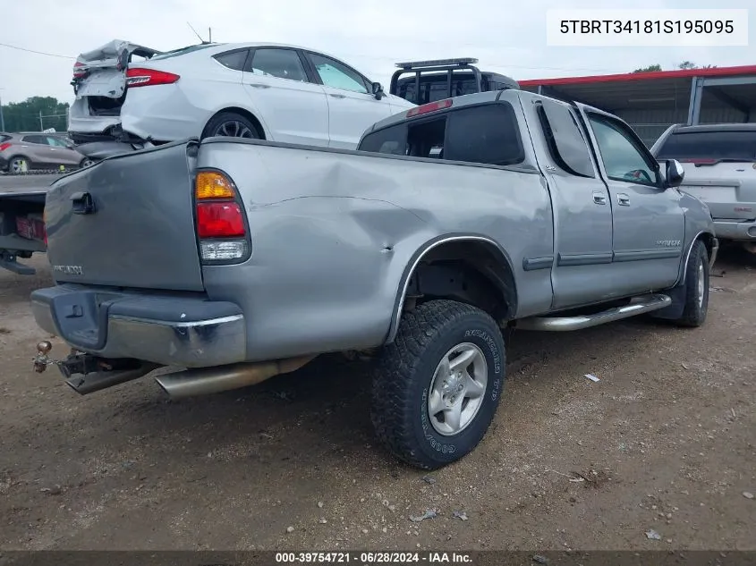 2001 Toyota Tundra Sr5 V8 VIN: 5TBRT34181S195095 Lot: 39754721