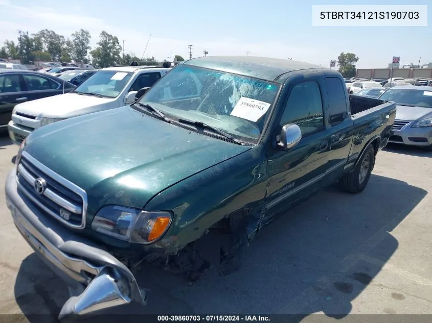 2001 Toyota Tundra Sr5 V8 VIN: 5TBRT34121S190703 Lot: 39860703