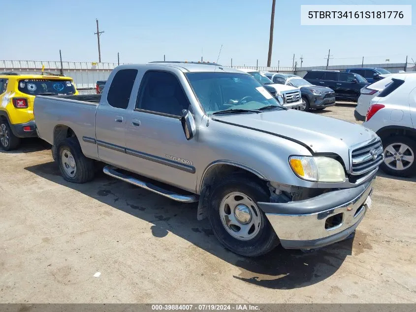 2001 Toyota Tundra Sr5 V8 VIN: 5TBRT34161S181776 Lot: 39884007