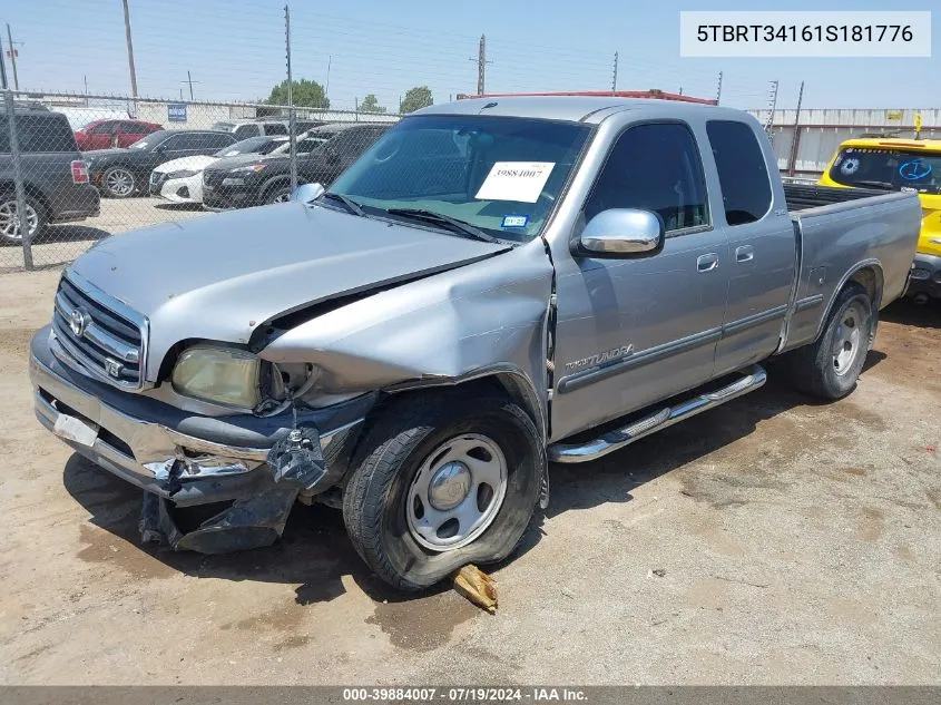 2001 Toyota Tundra Sr5 V8 VIN: 5TBRT34161S181776 Lot: 39884007