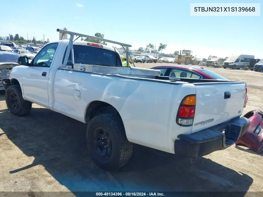 2001 Toyota Tundra VIN: 5TBJN321X1S139668 Lot: 40134396