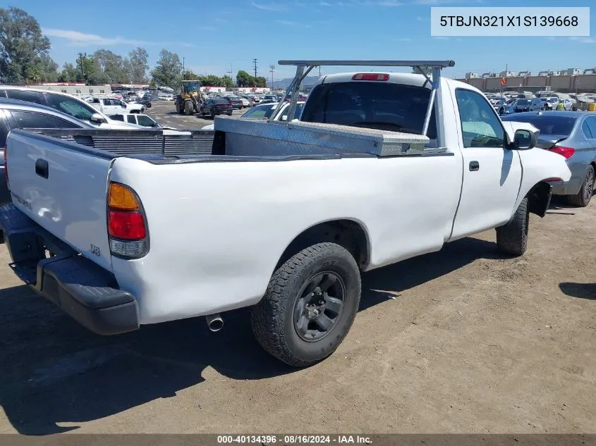 2001 Toyota Tundra VIN: 5TBJN321X1S139668 Lot: 40134396