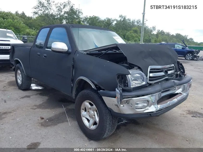 2001 Toyota Tundra Sr5 V8 VIN: 5TBRT34191S183215 Lot: 40219981