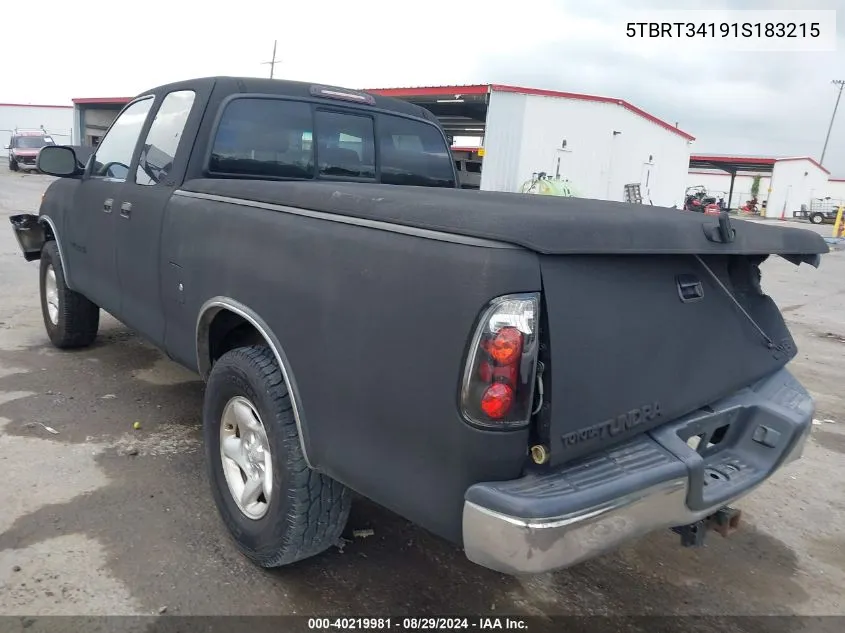 2001 Toyota Tundra Sr5 V8 VIN: 5TBRT34191S183215 Lot: 40219981