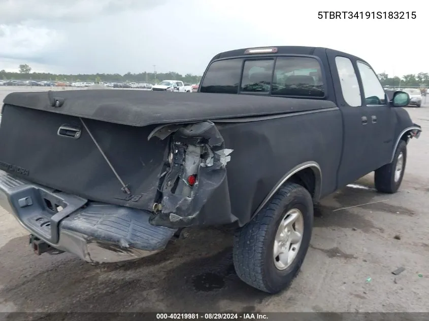 2001 Toyota Tundra Sr5 V8 VIN: 5TBRT34191S183215 Lot: 40219981