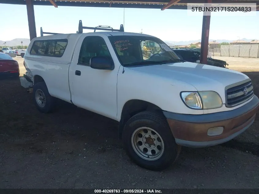 2001 Toyota Tundra VIN: 5TBJN32171S204833 Lot: 40269763