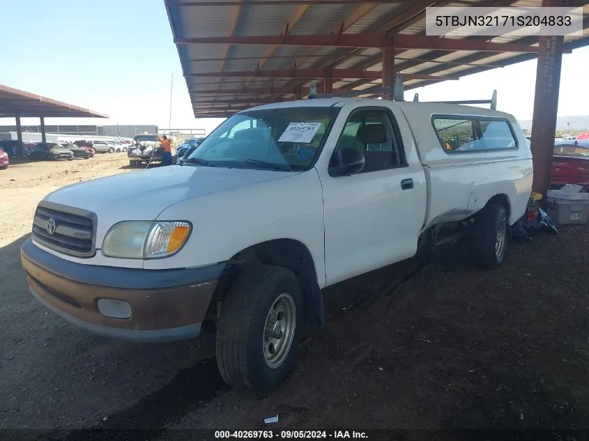 2001 Toyota Tundra VIN: 5TBJN32171S204833 Lot: 40269763