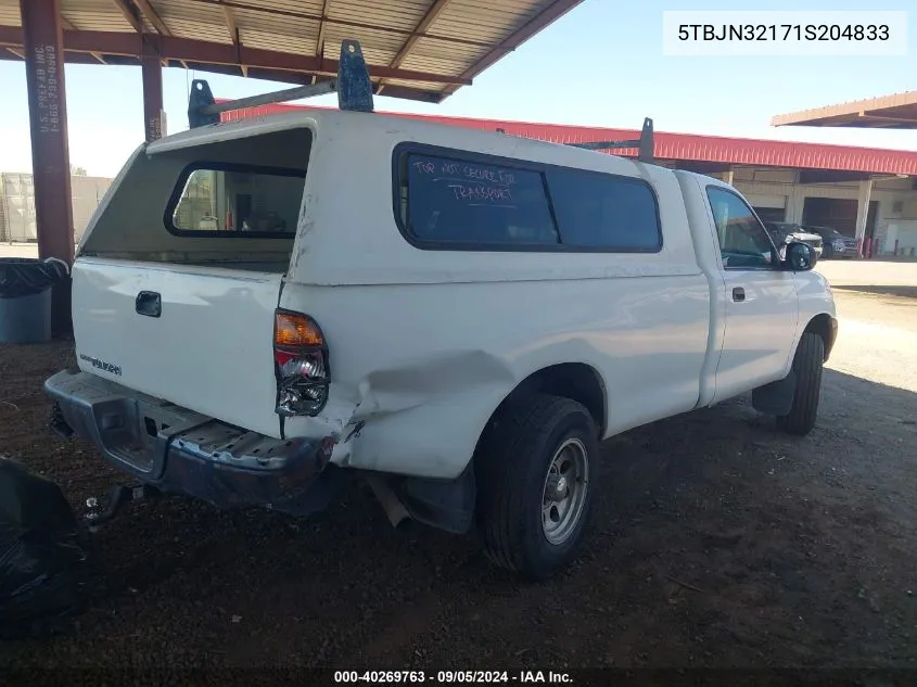 2001 Toyota Tundra VIN: 5TBJN32171S204833 Lot: 40269763