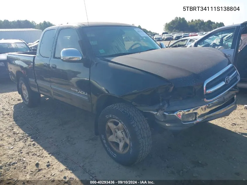 2001 Toyota Tundra Access Cab/Access Cab Sr5 VIN: 5TBRT34111S138804 Lot: 40293436