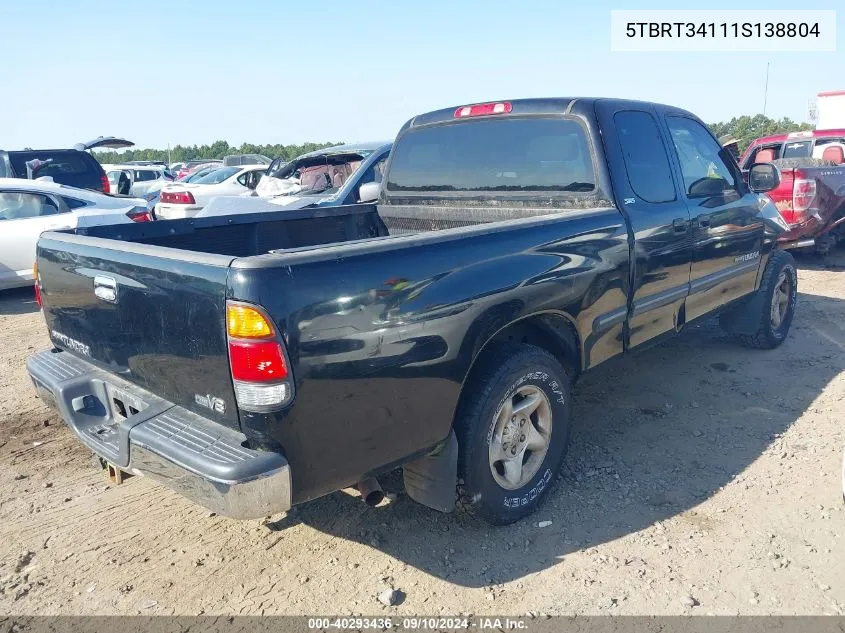 2001 Toyota Tundra Access Cab/Access Cab Sr5 VIN: 5TBRT34111S138804 Lot: 40293436