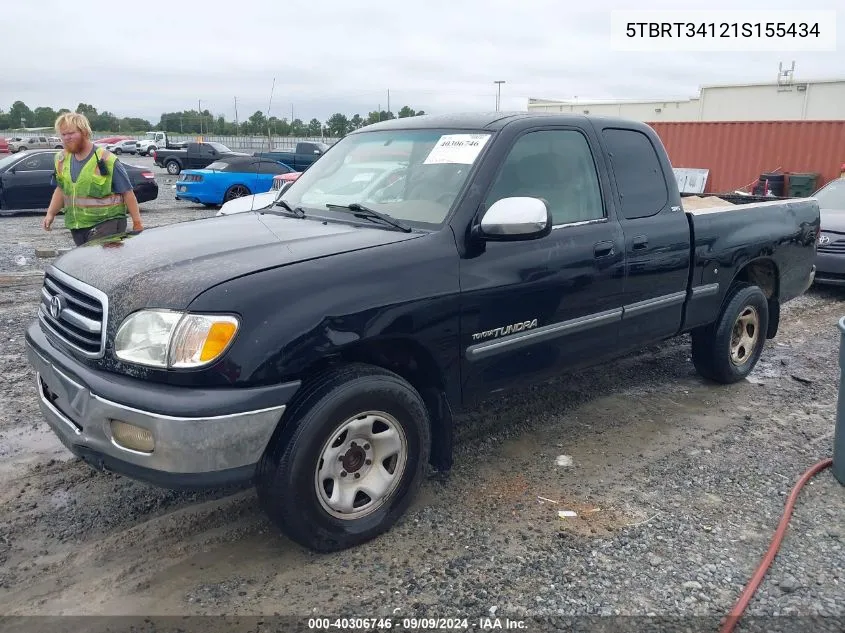 2001 Toyota Tundra Sr5 V8 VIN: 5TBRT34121S155434 Lot: 40306746