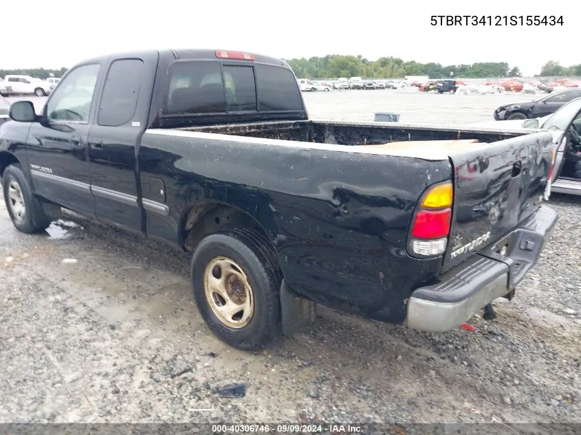 2001 Toyota Tundra Sr5 V8 VIN: 5TBRT34121S155434 Lot: 40306746