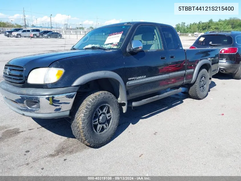 2001 Toyota Tundra Sr5 V8 VIN: 5TBBT44121S215400 Lot: 40319108