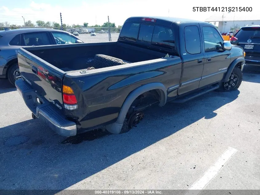 2001 Toyota Tundra Sr5 V8 VIN: 5TBBT44121S215400 Lot: 40319108