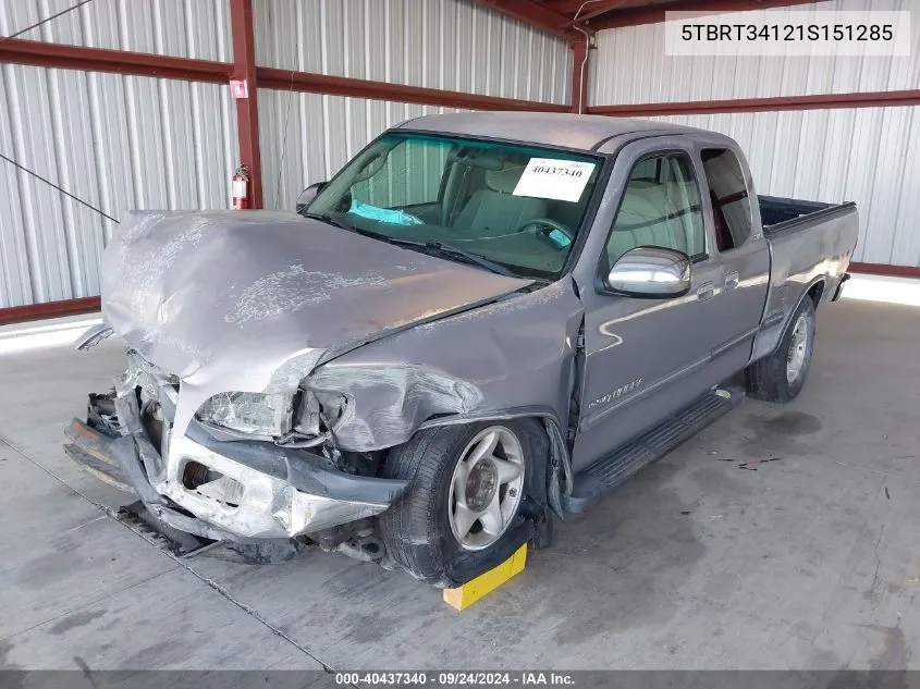 2001 Toyota Tundra Sr5 V8 VIN: 5TBRT34121S151285 Lot: 40437340