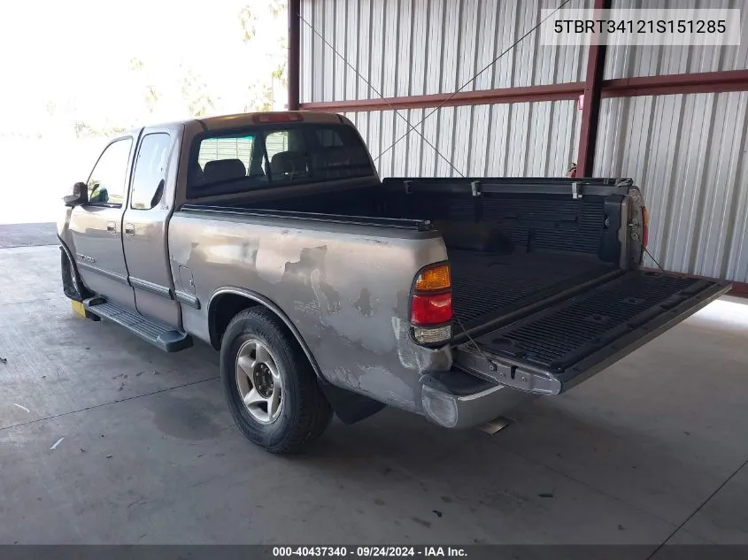 2001 Toyota Tundra Sr5 V8 VIN: 5TBRT34121S151285 Lot: 40437340