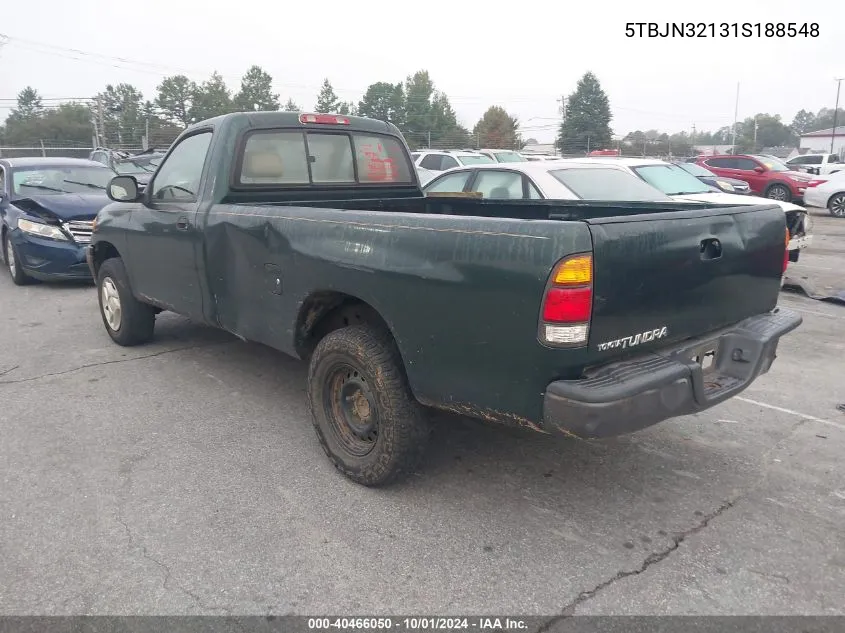 2001 Toyota Tundra VIN: 5TBJN32131S188548 Lot: 40466050